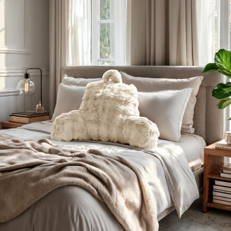 Primaviera Deluxe Kussen Bedsteun Pompom - Beige - Voor - - Dekbed-Discounter.nl