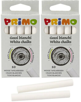 Primo Schoolbord krijtjes - 2x - pakje van 10x stuks - wit - School/Leraar kwaliteit krijtjes