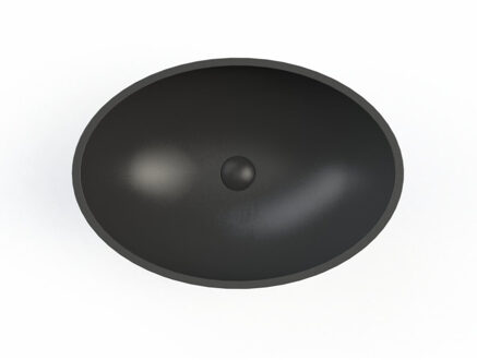 Prince waskom 49x34cm ovaal marble mat zwart WAS129774 Zwart mat