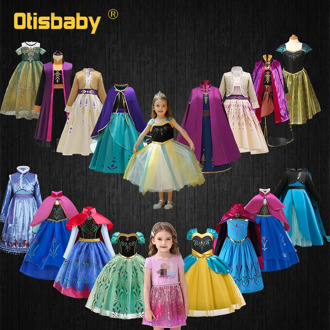 Princess Anna Collection Summer Girls Elsa Anna Dress Kids Masquerade Dresses Toddler Girl Birthday Party Dresses Fantasia Anna