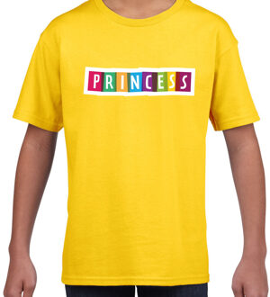 Princess fun tekst t-shirt geel kids L (146-152)
