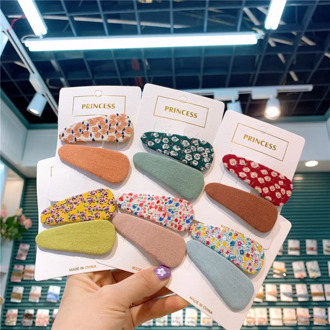 Princess Korean Lovely Girls New Children's Little Flower Hairpin Cloth Pure Color Bb Clip Hair Clip Female Side Clip