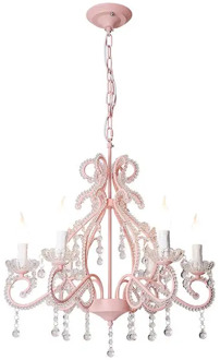 Princess room chandelier children's room bedroom girl pink crystal lamp