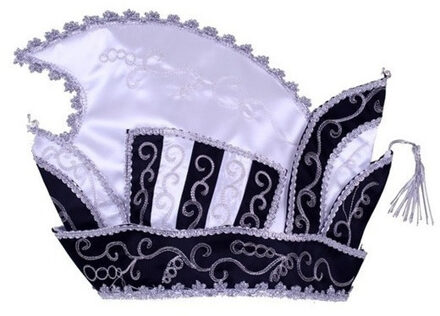 Prins Carnaval muts - heren - zwart/wit - Prinsenmuts - luxe prinsensteek