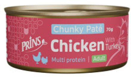 Prins Chunky Paté Adult kip met kalkoen natvoer kat 48 x 70 g