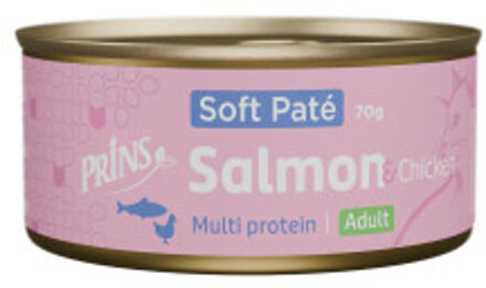 Prins Soft Paté Adult met zalm en kip natvoer kat 24 x 70 g