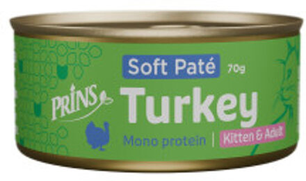 Prins Soft Paté Kitten en Adult kalkoen natvoer kat 48 x 70 g