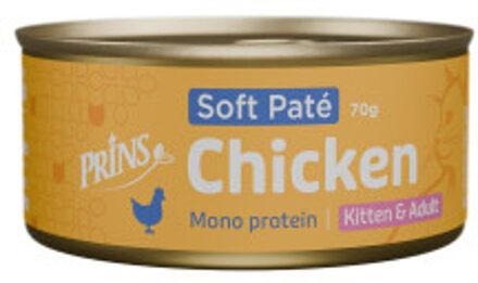 Prins Soft Paté Kitten en Adult kip natvoer kat 48 x 70 g