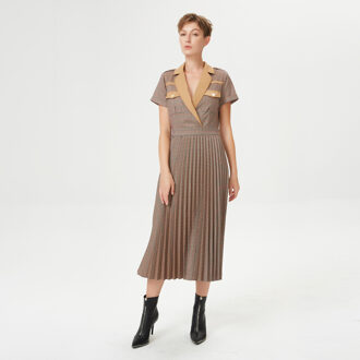 Prins van Wales geplooide jurk Bruin - XS