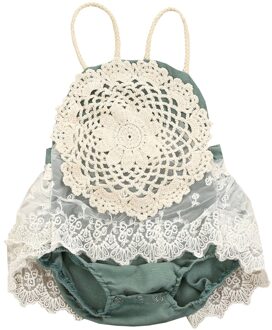 Prinses Baby Meisjes Kant Toevallige Romper Mooie Mouwloze Een Stuk Jumpsuits Voor Baby Kids Party Zomer Backless Uitloper Blauw / 18-24 Months