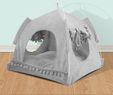 Prinses Kat Tent Huis Zoete Ademend Kat Hond Bed Cave Verwijderbare Huisdier Nest Bed Soft House Tent Met Kussen Grijs / XL