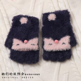 Prinses Zoete Lolita Earmuff Herfst En Winter Outer Pluizige Bat Wing Oorbeschermer Gothic Wind Warm En Opvouwbaar Oorbeschermer GSH272 diep blauw