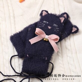 Prinses Zoete Lolita Earmuff Herfst En Winter Outer Pluizige Bat Wing Oorbeschermer Gothic Wind Warm En Opvouwbaar Oorbeschermer GSH272 donker blauw