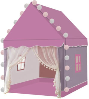 Prinsessentent - roze - speeltent - 130 x 100 x 120 cm - met led verlichting