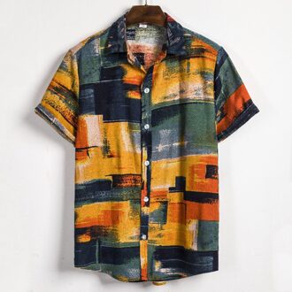 Print Lente Heet Verkoop Mannen Strand Shirt Korte Mouw Bloemen Losse Casual Shirts Plus Us Size Losse hawaiian Xxl