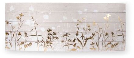 Print op hout - Botanisch - Wit/Goud - 100x40 cm Goud, Wit