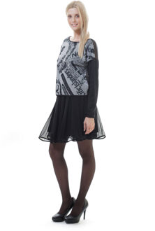 Print & Sheer Lage Rug Top Zwart - XL