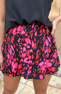 Print Skort Roze Zwart Roze/Zwart