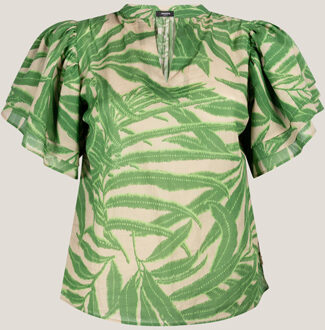 Printed blouse omani wl352 multi green Groen - XS
