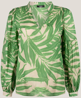 Printed long sleeve blouse ocean wl770 multi green Groen - XS