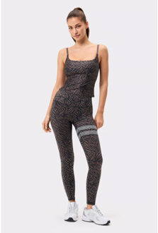 printed one strap tank top training singlet dames - - maat L Beige