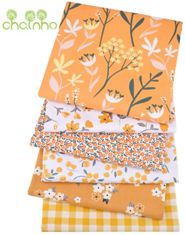 Printed Twill Cotton Fabric,Orange Floral Series,Patchwork Cloth For DIY Sewing Quilting Baby&Child's Bedclothes Material