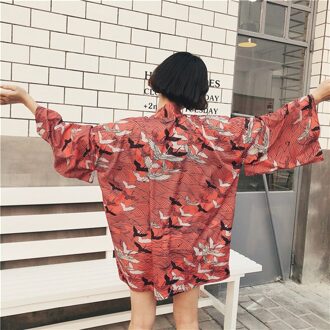 Printing Losse Japanse Kimono Traditionele Obi Gevoel Kleding Kimomo Japanse Vest Kimono Japones Vrouwen Haori stijl 10