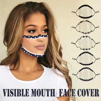 Prints Mask With Clear Window Visible Expression Face Cover For Deaf Mute People