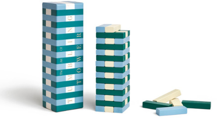 Printworks Spel Spelen - Tumbling Tower - Groen/Blauw Blauw met groen