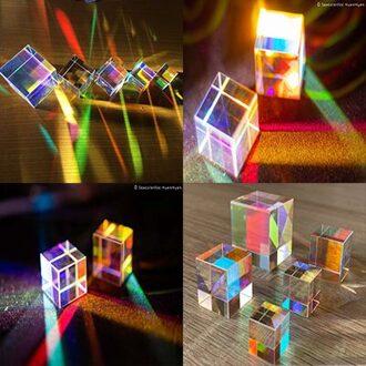 Prisma Zes-Zijdige Helder Licht Combineren Cube Prism Gebrandschilderd Glas Beam Splitting Prisma Optische Experiment Instrument