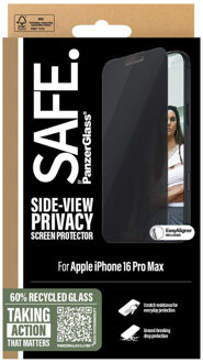 Privacy Screenprotector Ultra Wide Fit met applicator voor de Apple iPhone 16 Pro Max Transparant