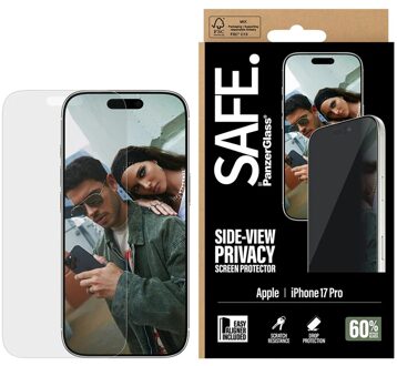 Privacy Screenprotector Ultra Wide Fit met applicator voor de Apple iPhone 17 Pro Transparant