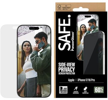 Privacy Screenprotector Ultra Wide Fit met applicator voor de Apple iPhone 17 Transparant