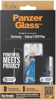 Privacy Ultra-Wide Fit Anti-Bacterial Screenprotector incl. applicator voor de Samsung Galaxy S24 Plus Transparant