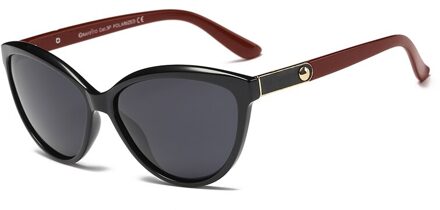 Pro Acme Retro Cat Eye Zonnebril Vrouwen Gepolariseerde Lady Elegante Zonnebril Vrouwelijke Rijden Eyewear Lunette Soleil Femme PB1223 C2 zwart rood grijs