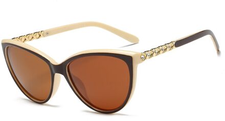 Pro Acme Retro Cat Eye Zonnebril Vrouwen Gepolariseerde Lady Elegante Zonnebril Vrouwelijke Rijden Eyewear Lunette Soleil Femme PB1223 C8 Beige bruin