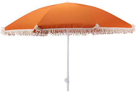 pro Beach Strand Parasol Aruba - D180 cm - oranje - kantelbaar/opvouwbaar - verstelbaar - franjes