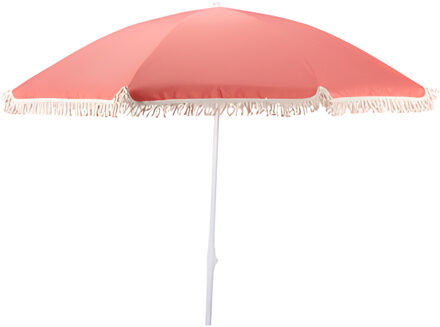 pro Beach Strand Parasol Aruba - D180 cm - roze - kantelbaar/opvouwbaar - verstelbaar - franjes