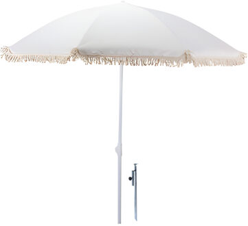 pro Beach Strand Parasol Aruba - D180 cm - wit - kantelbaar/opvouwbaar - incl grondpen / haring