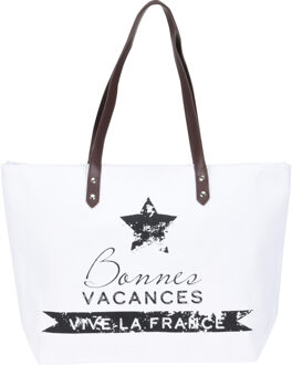 pro Beach Strandtas vive la France wit 31 x 45 cm - Strandtassen