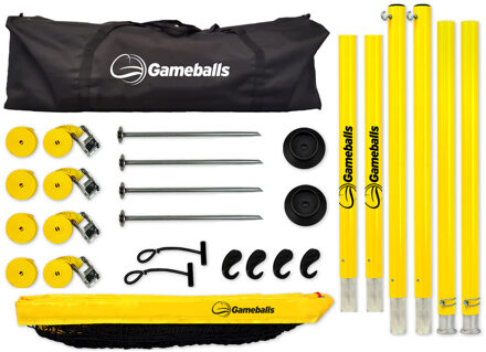 Pro-Beach Tennis Set mobiel Geel - 9,5 meter net