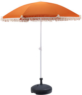 pro Beach tuin Parasol Aruba - kantelbaar - D180 cm - oranje - waterafstotend - incl parasolvoet