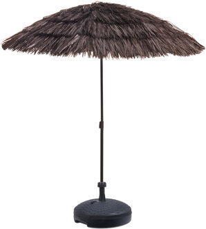 pro Beach tuin Parasol Hawaii - raffia - kantelbaar - D170 cm - bruin - incl parasolvoet