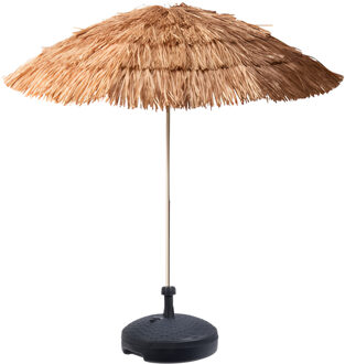 pro Beach tuin Parasol Hawaii - raffia - kantelbaar - D170 cm - naturel - incl parasolvoet
