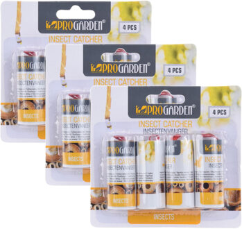 Pro Garden 12x Stuks vliegenvangers/insectenvangers plakstrips in koker