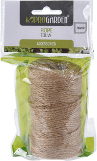 Pro Garden 1x Rolletjes touw van 75 meter - Touw op rol - Inpaktouw/hobbytouw/Touw voor klussen Bruin