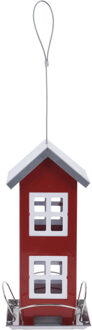 Pro Garden 1x Stuks vogel voeder huisje voor vogelzaad rood metaal 27 cm