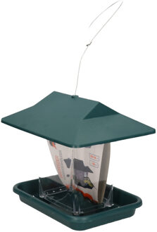 Pro Garden 1x Vogel voederhuisjes voor in de tuin 23 cm - Vogel voedersilo Groen