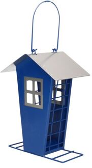 Pro Garden 1x Vogel voederhuisjes voor in de tuin blauw 19 cm - Vogelvoederhuisjes
