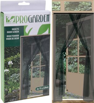 Pro Garden 2x insecten hor antraciet 75 x 220 cm - Zelfklevend - Deur horren/horgordijnen